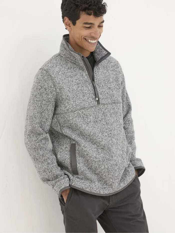 Men Sweatshirts and Hoodies Fat Face Haxby Grey Half Neck Sweatshirt