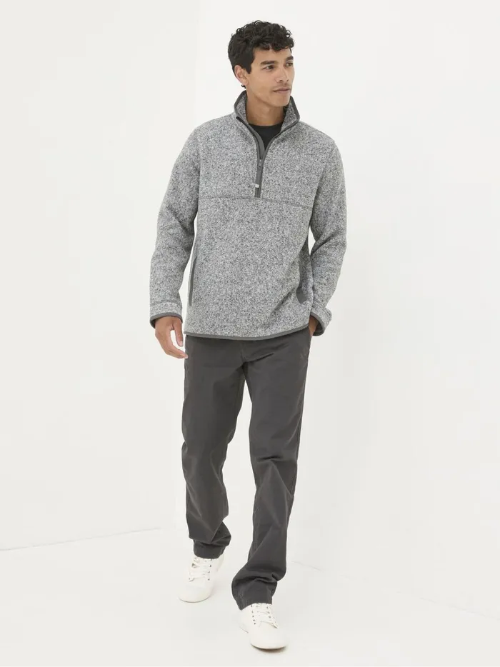 Men Sweatshirts and Hoodies Fat Face Haxby Grey Half Neck Sweatshirt
