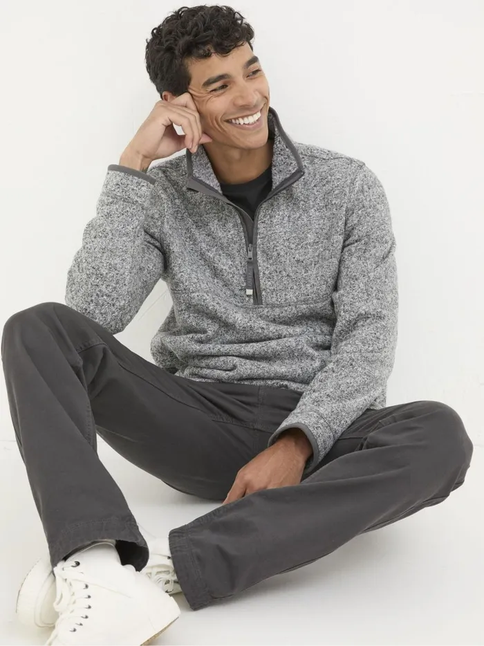 Men Sweatshirts and Hoodies Fat Face Haxby Grey Half Neck Sweatshirt