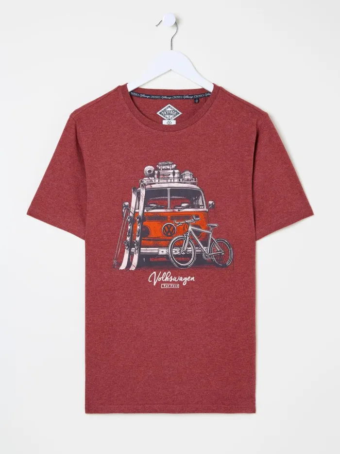 Men TShirts Fat Face Dark Red Camper TShirt