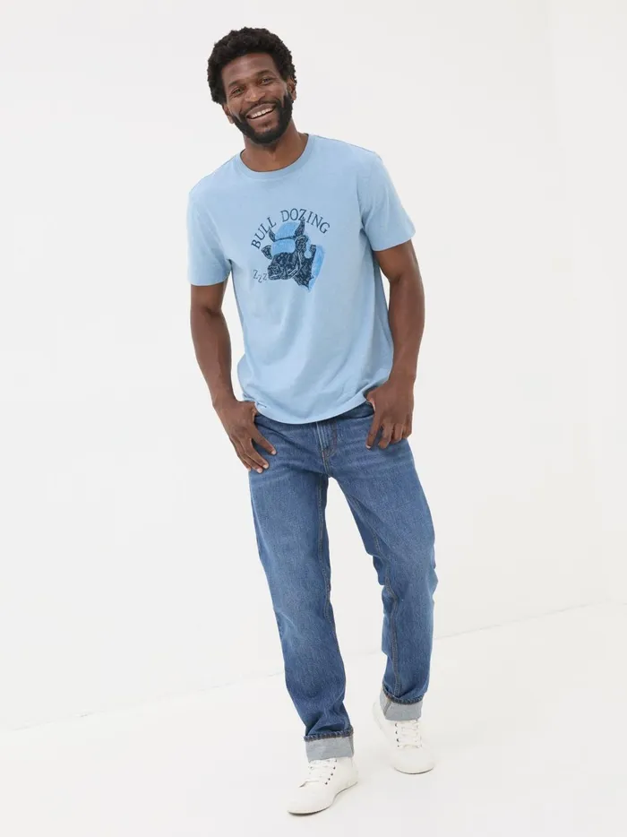 Men TShirts Fat Face Light Blue Bull Dozing TShirt