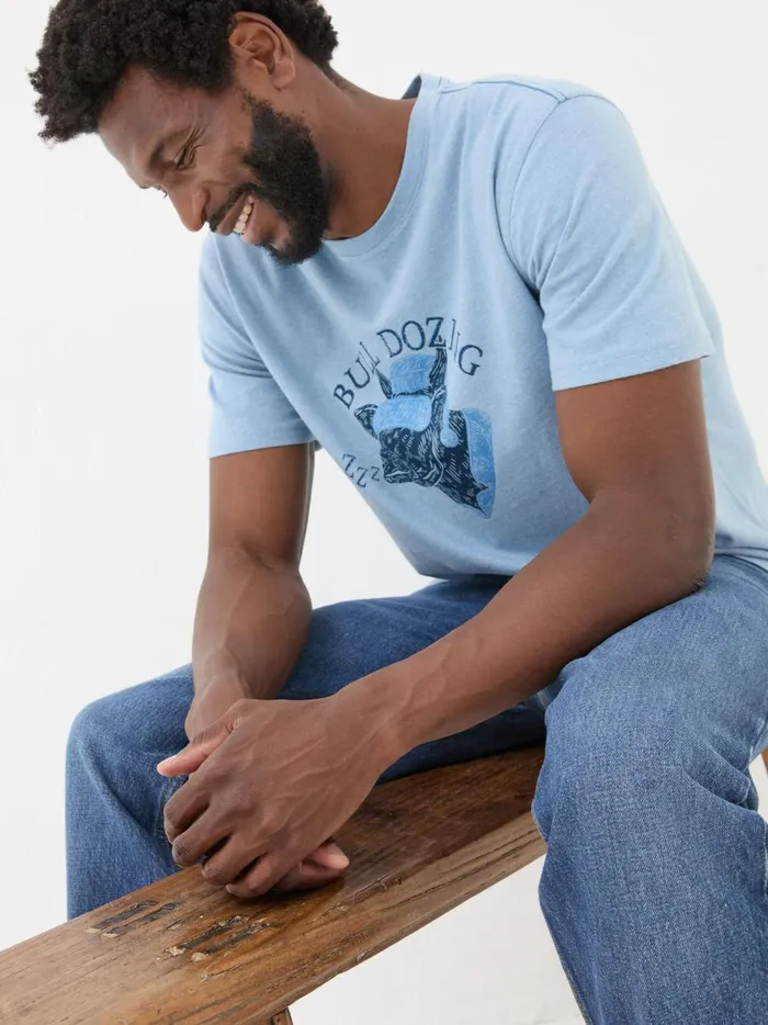 Men TShirts Fat Face Light Blue Bull Dozing TShirt