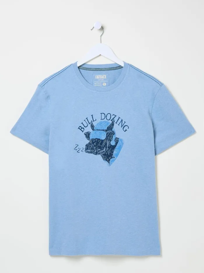Men TShirts Fat Face Light Blue Bull Dozing TShirt