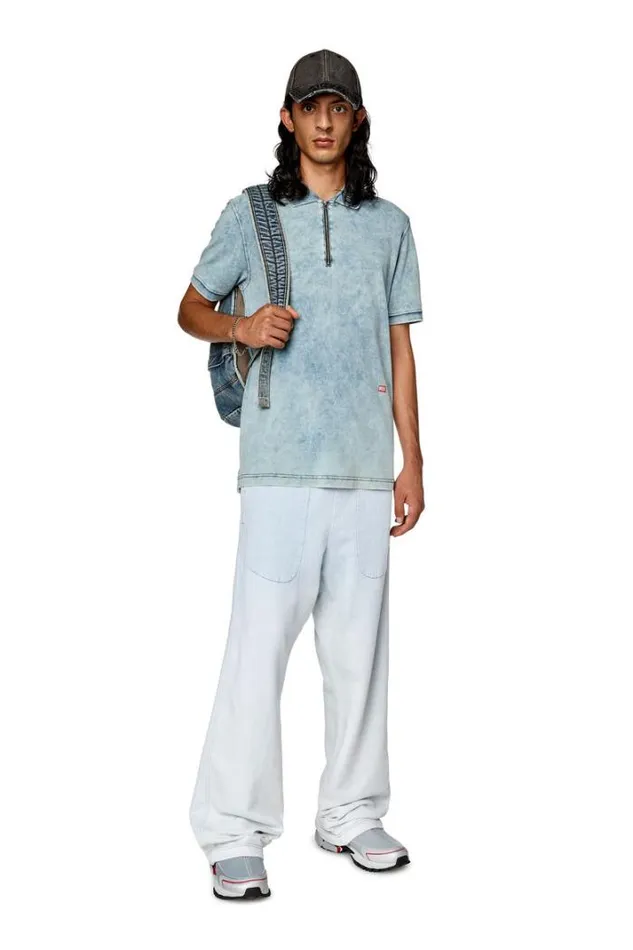 Men TSmithZip Light Blue Diesel Tshirts
