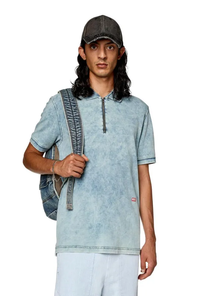 Men TSmithZip Light Blue Diesel Tshirts Men TSmithZip Light Blue Diesel Tshirts