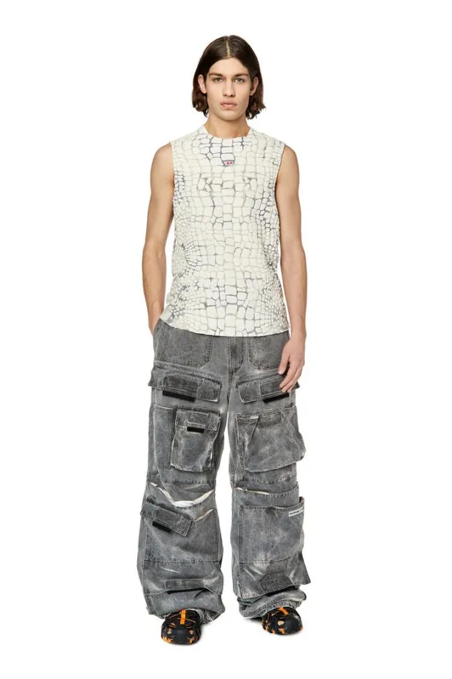 Men TWally Greywhite Diesel Tshirts