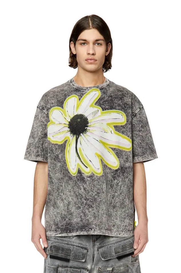 Men TWashH3 Black Diesel Tshirts