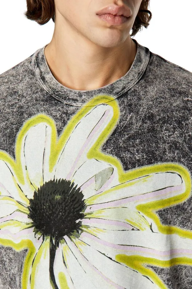 Men TWashH3 Black Diesel Tshirts