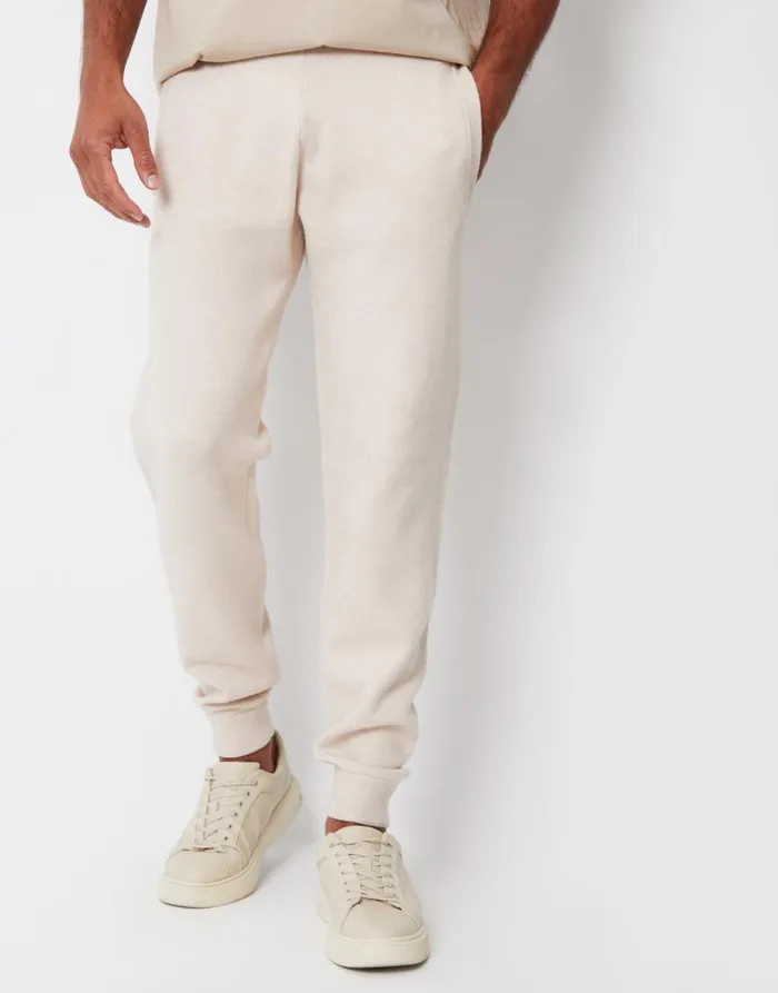 Men Threadbare Luxe Ecru Knitted Joggers Threadbare Joggers