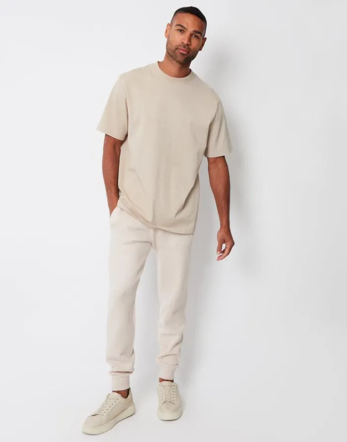 Men Threadbare Luxe Ecru Knitted Joggers Threadbare Joggers Men Threadbare Luxe Ecru Knitted Joggers Threadbare Joggers