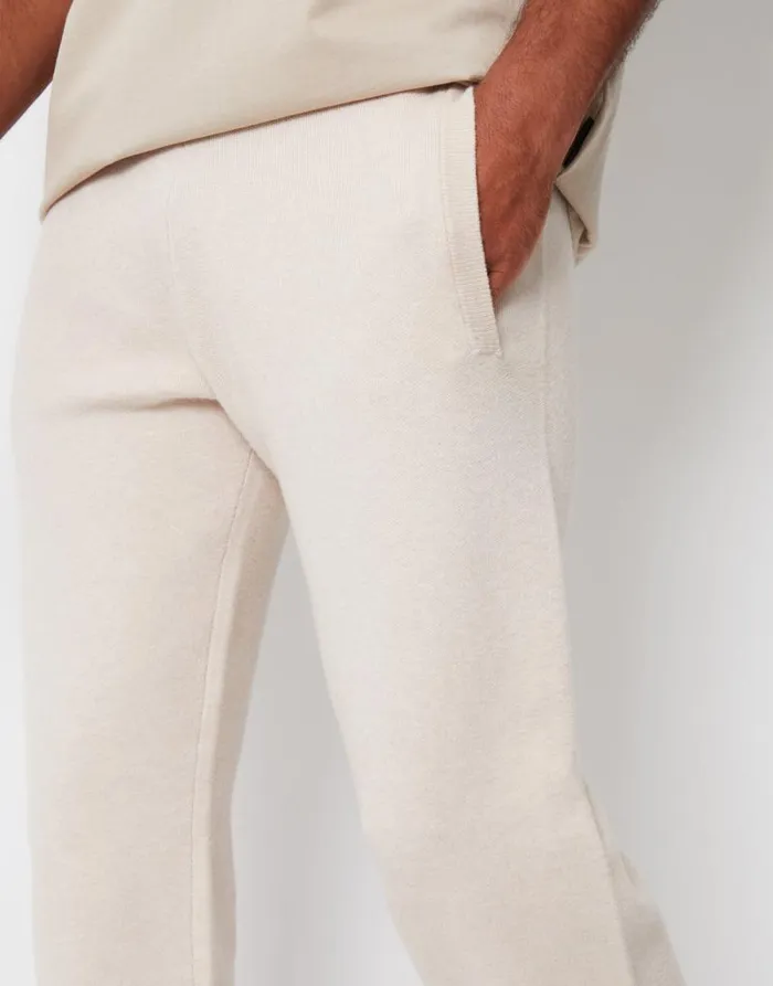 Men Threadbare Luxe Ecru Knitted Joggers Threadbare Joggers Men Threadbare Luxe Ecru Knitted Joggers Threadbare Joggers