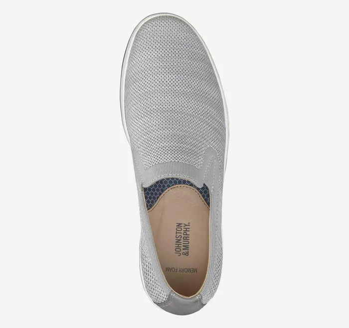 Men Trenton Knit SlipOn Light Gray Knit JohnstonandMurphy SlipOns and Loafers