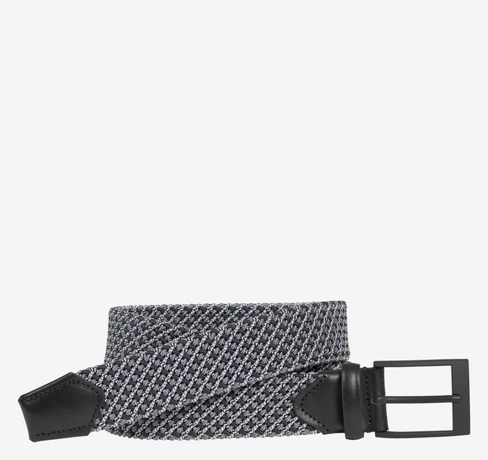 Men Tubular Woven Belt Graywhite JohnstonandMurphy Belts