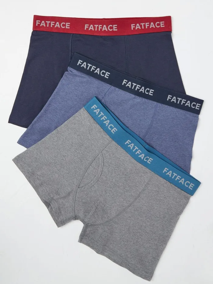 Men Underwear Fat Face BlueGrey Cotton Boxers 3 Pack