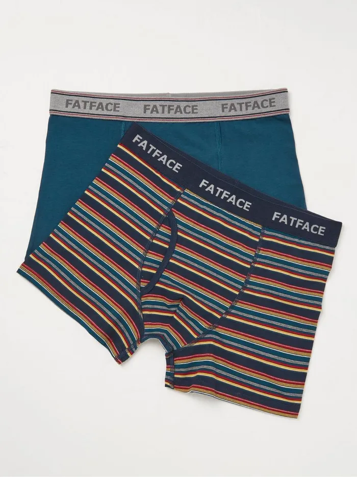 Men Underwear Fat Face Red Salcombe Stripe Boxers 2 Pack