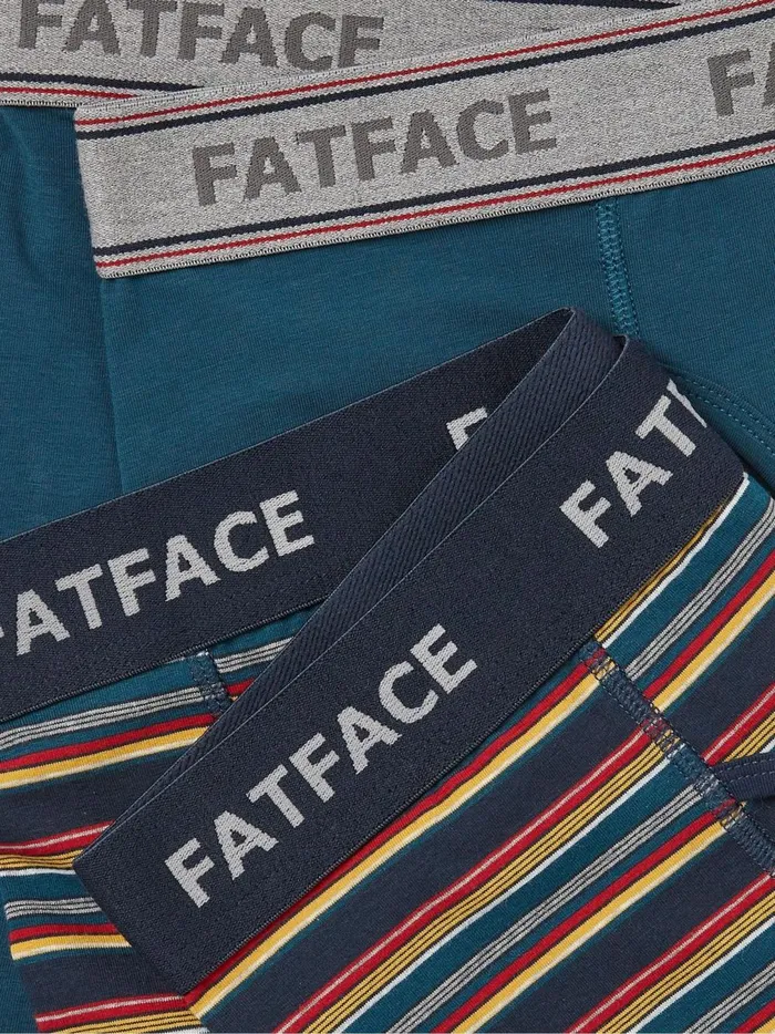 Men Underwear Fat Face Red Salcombe Stripe Boxers 2 Pack