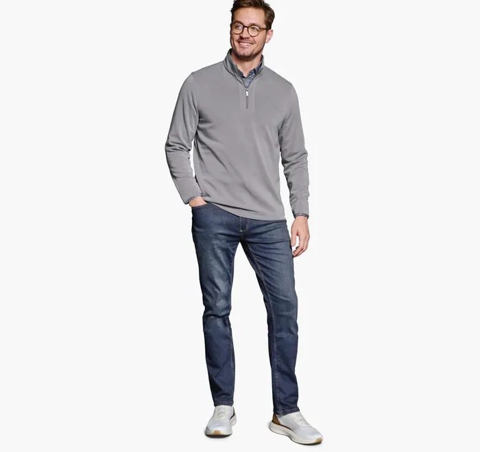 Men Vintage Washed QuarterZip Grey JohnstonandMurphy Sweaters and Knits Men Vintage Washed QuarterZip Grey JohnstonandMurphy Sweaters and Knits