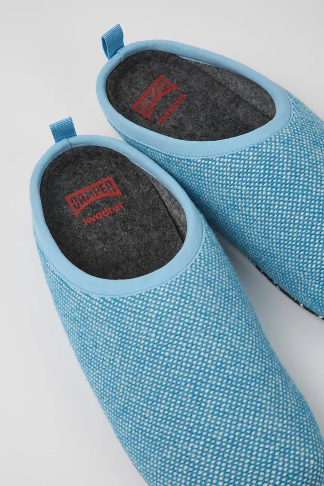 Men Wabi Blue Wool And Viscose Slippers Camper Non Leather Shoes