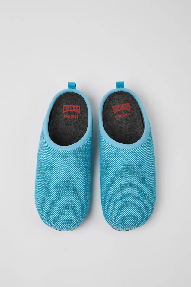 Men Wabi Blue Wool And Viscose Slippers Camper Non Leather Shoes Men Wabi Blue Wool And Viscose Slippers Camper Non Leather Shoes