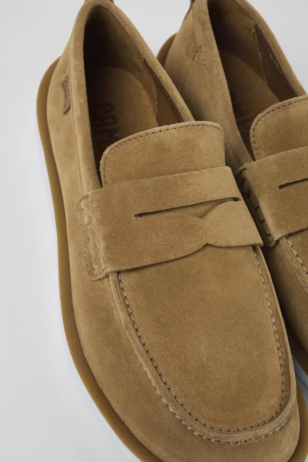 Men Wagon Brown Nubuck Moccasin Camper Formal Shoes
