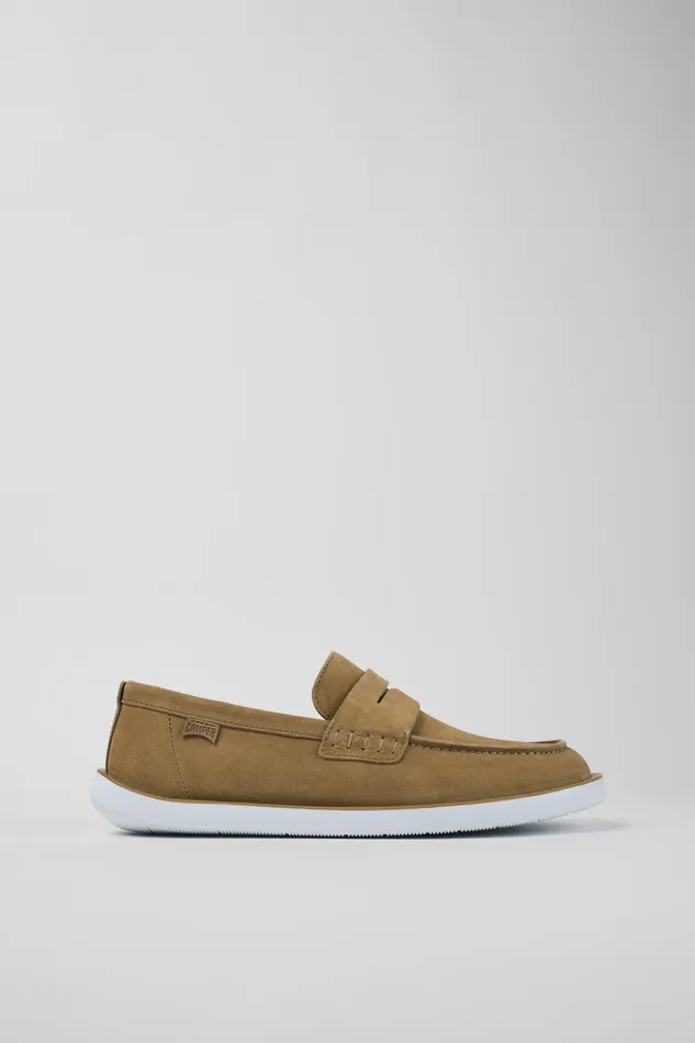 Men Wagon Brown Nubuck Moccasin Camper Formal Shoes Men Wagon Brown Nubuck Moccasin Camper Formal Shoes