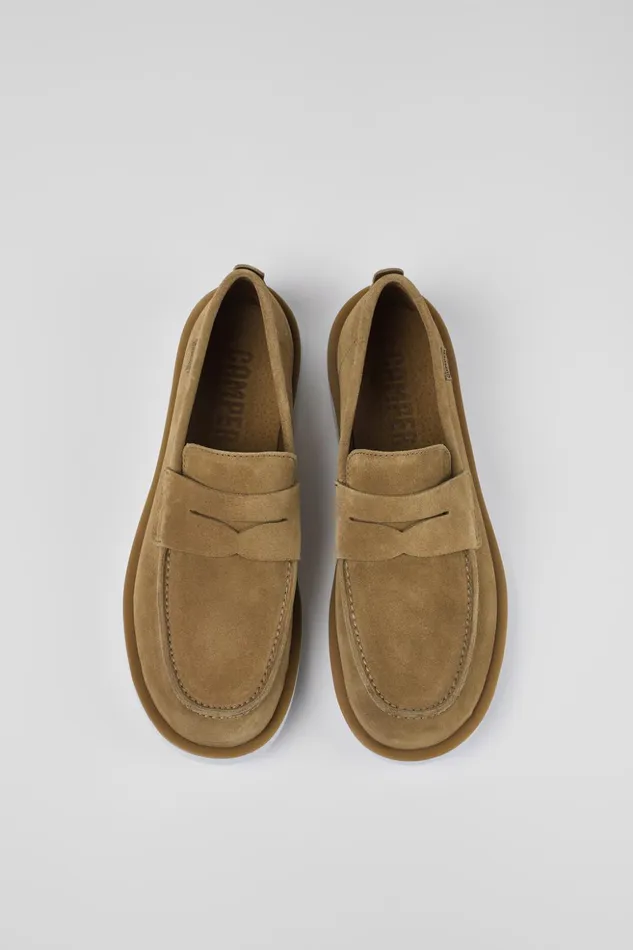 Men Wagon Brown Nubuck Moccasin Camper Formal Shoes Men Wagon Brown Nubuck Moccasin Camper Formal Shoes