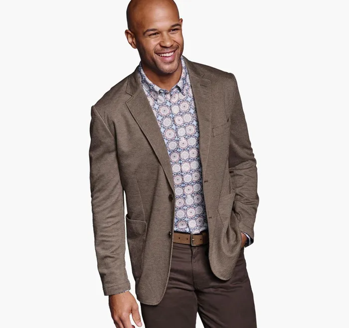 Men Xc Flex Knit Blazer Brown Mini Pattern JohnstonandMurphy Blazers