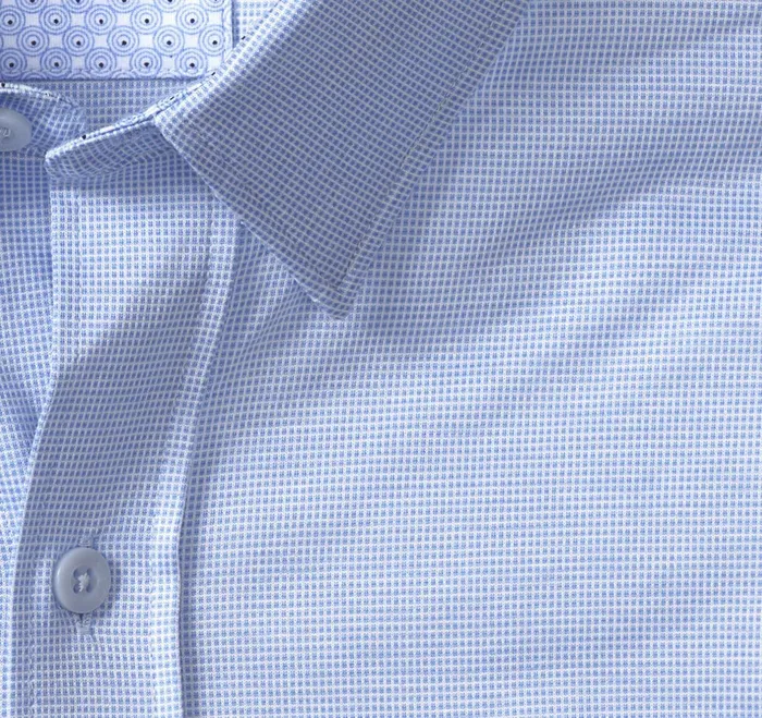 Men Xc Flex Stretch LongSleeve Shirt Blue Birdseye JohnstonandMurphy Shirts