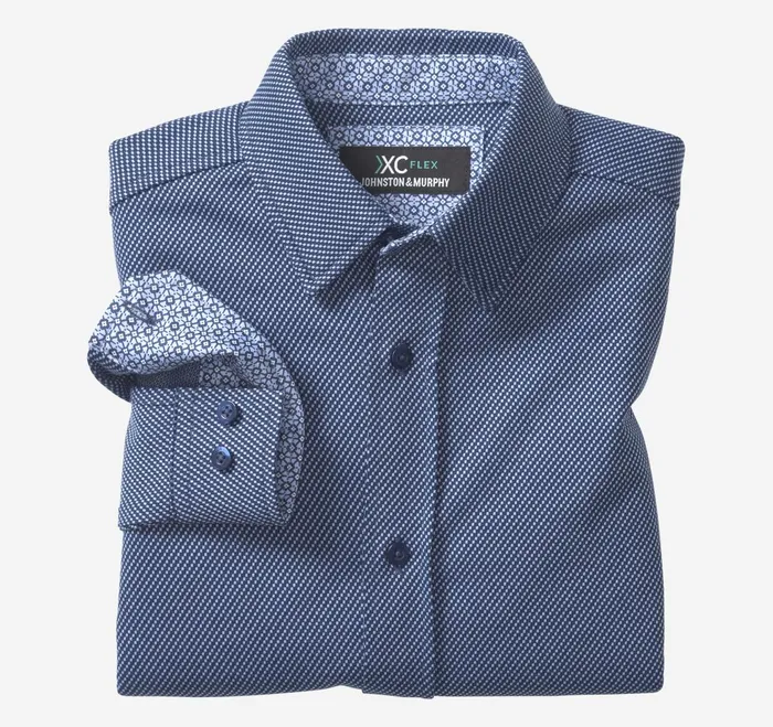 Men Xc Flex Stretch LongSleeve Shirt Navy Small Box JohnstonandMurphy Shirts