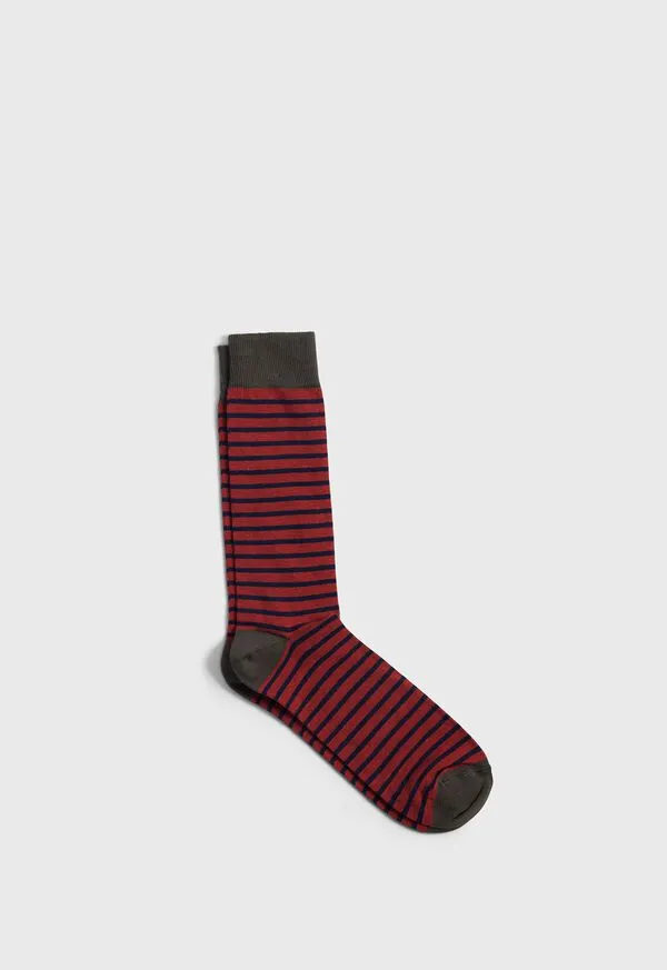 Mens Cotton Stiped Sock NavyGreen Socks Paulstuart