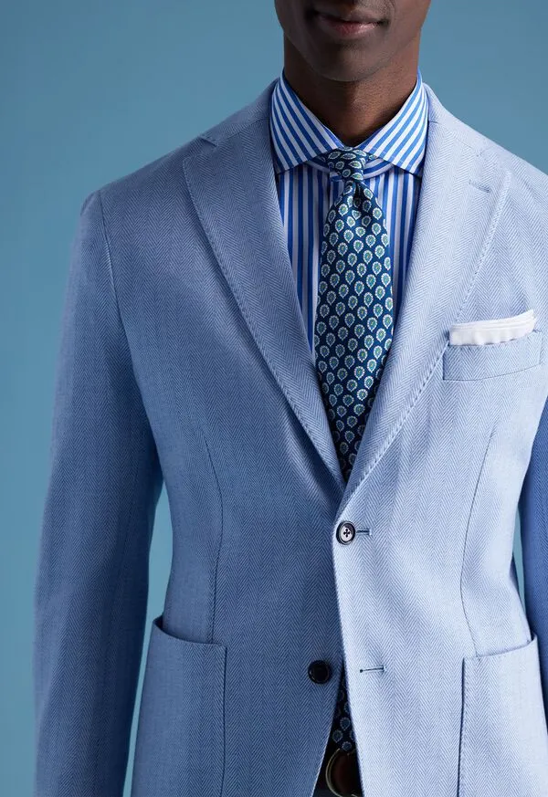 Mens Paulstuart Herringbone Cotton Jersey Jacket Light Blue Blazers and Jackets Mens Paulstuart Herringbone Cotton Jersey Jacket Light Blue Blazers and Jackets