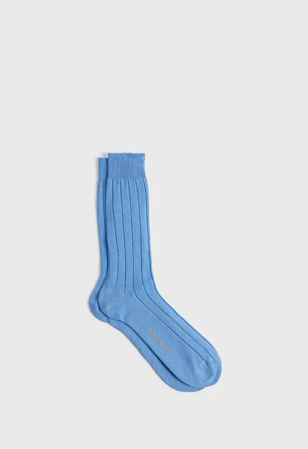 Mens Paulstuart Mercerized Cotton Ribbed Sock Denim Socks
