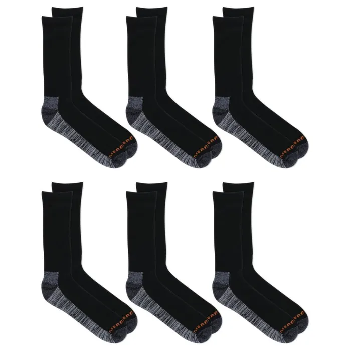 Merrell Socks MenWomen Work Crew Sock 6 Pack Black