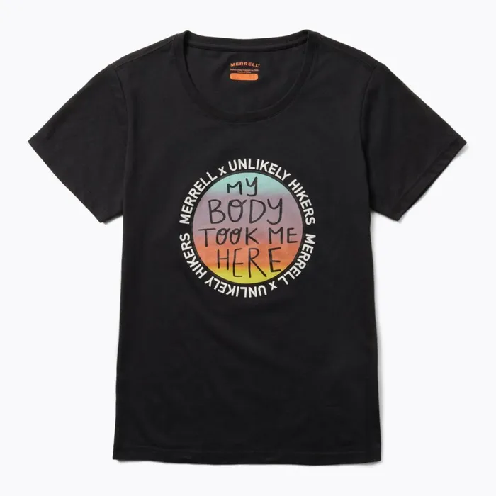 Merrell Tops Women Unlikely Hikers X Short Sleeve Tee Extended Sizes Black