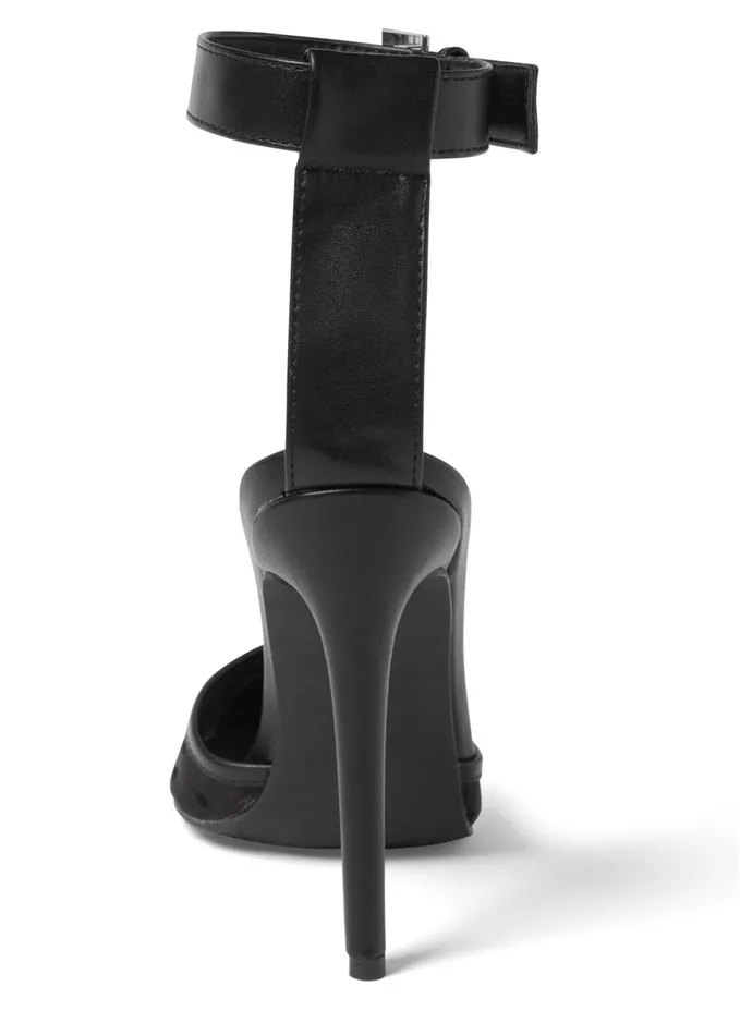 MESH PUMPS WITH ANKLE STRAP Black Women VENUS Heels