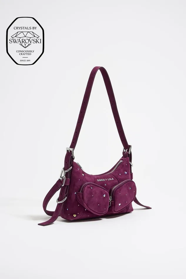Mini Eggplant Leather Swarovski Pocket Slouch Bag Aubergine Women Bimba Y Lola Shoulder Bags Mini Eggplant Leather Swarovski Pocket Slouch Bag Aubergine Women Bimba Y Lola Shoulder Bags