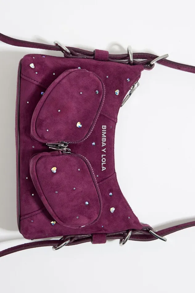 Mini Eggplant Leather Swarovski Pocket Slouch Bag Aubergine Women Bimba Y Lola Shoulder Bags Mini Eggplant Leather Swarovski Pocket Slouch Bag Aubergine Women Bimba Y Lola Shoulder Bags