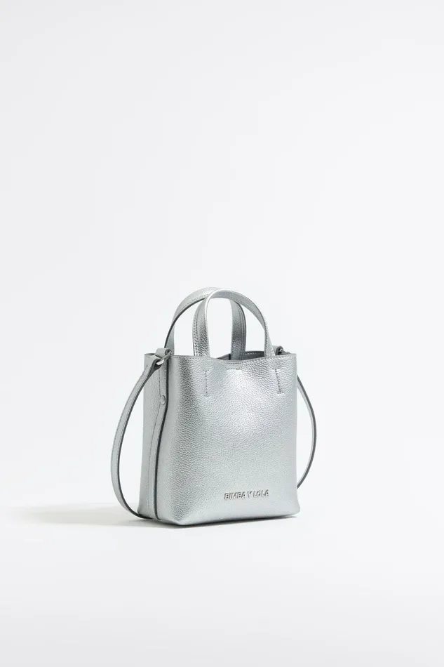 Mini Silver Leather Chihuahua Bag Silver Women Bimba Y Lola Crossbody Bags