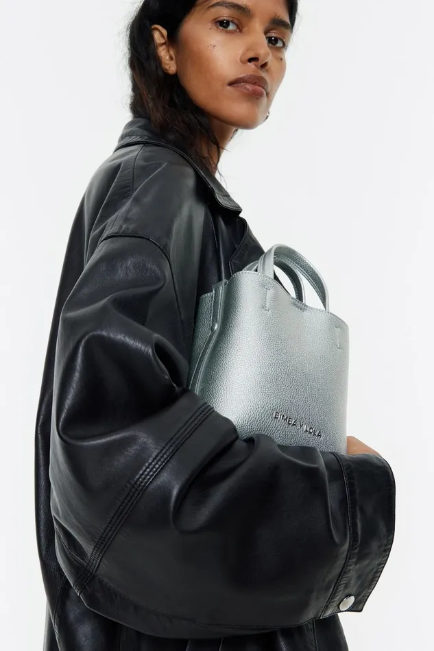 Mini Silver Leather Chihuahua Bag Silver Women Bimba Y Lola Crossbody Bags