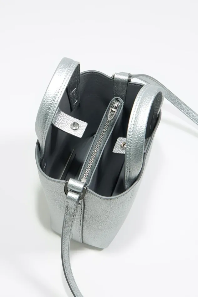 Mini Silver Leather Chihuahua Bag Silver Women Bimba Y Lola Crossbody Bags