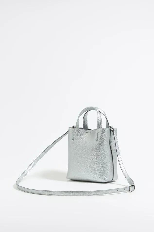 Mini Silver Leather Chihuahua Bag Silver Women Bimba Y Lola Crossbody Bags