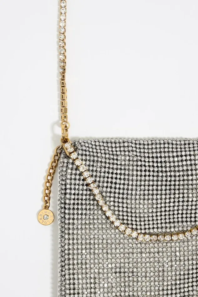 Mini Silver Metallic Mesh Crystals Bag Silver Women Bimba Y Lola Crossbody Bags Mini Silver Metallic Mesh Crystals Bag Silver Women Bimba Y Lola Crossbody Bags
