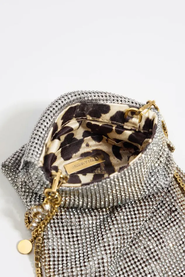 Mini Silver Metallic Mesh Crystals Bag Silver Women Bimba Y Lola Crossbody Bags Mini Silver Metallic Mesh Crystals Bag Silver Women Bimba Y Lola Crossbody Bags