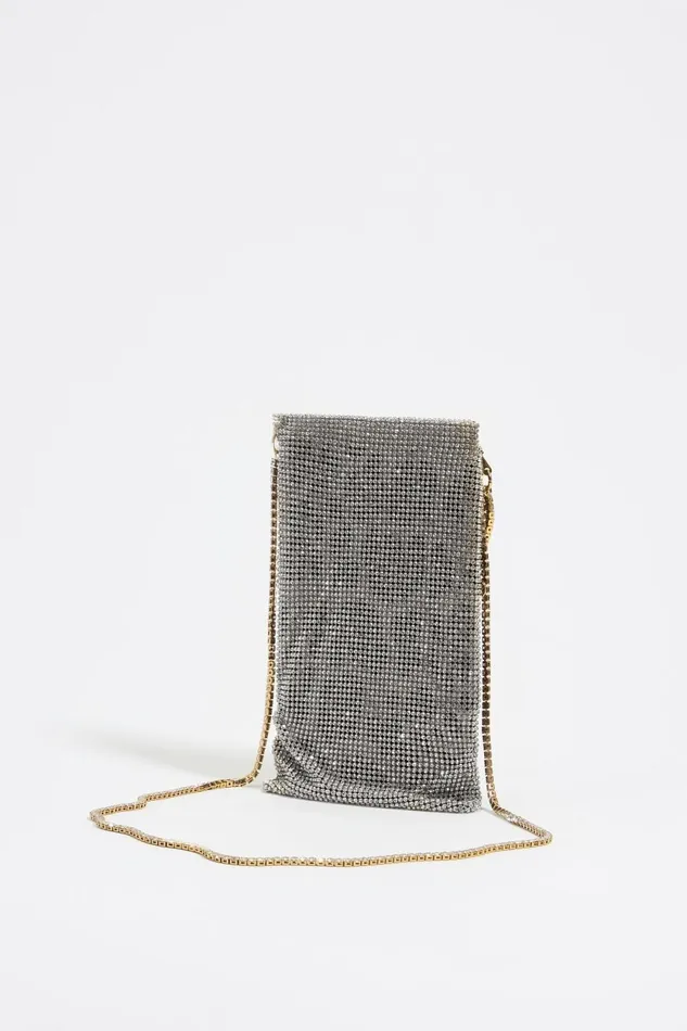 Mini Silver Metallic Mesh Crystals Bag Silver Women Bimba Y Lola Crossbody Bags Mini Silver Metallic Mesh Crystals Bag Silver Women Bimba Y Lola Crossbody Bags