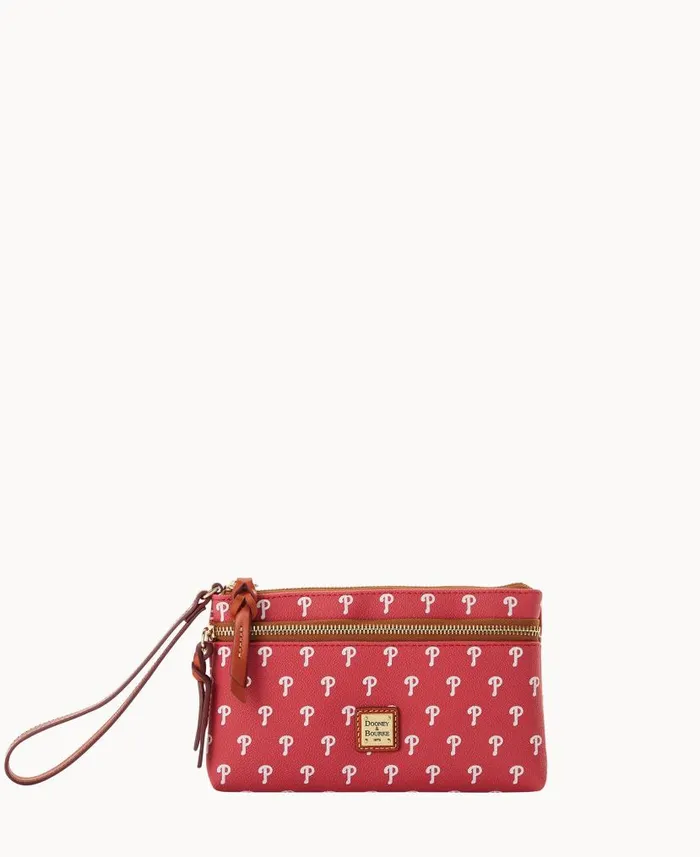 MLB Phillies Double Zip Wristlet Phillies ManWoman Dooney and Bourke Wallets
