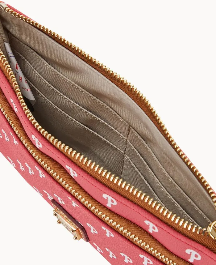 MLB Phillies Double Zip Wristlet Phillies ManWoman Dooney and Bourke Wallets MLB Phillies Double Zip Wristlet Phillies ManWoman Dooney and Bourke Wallets