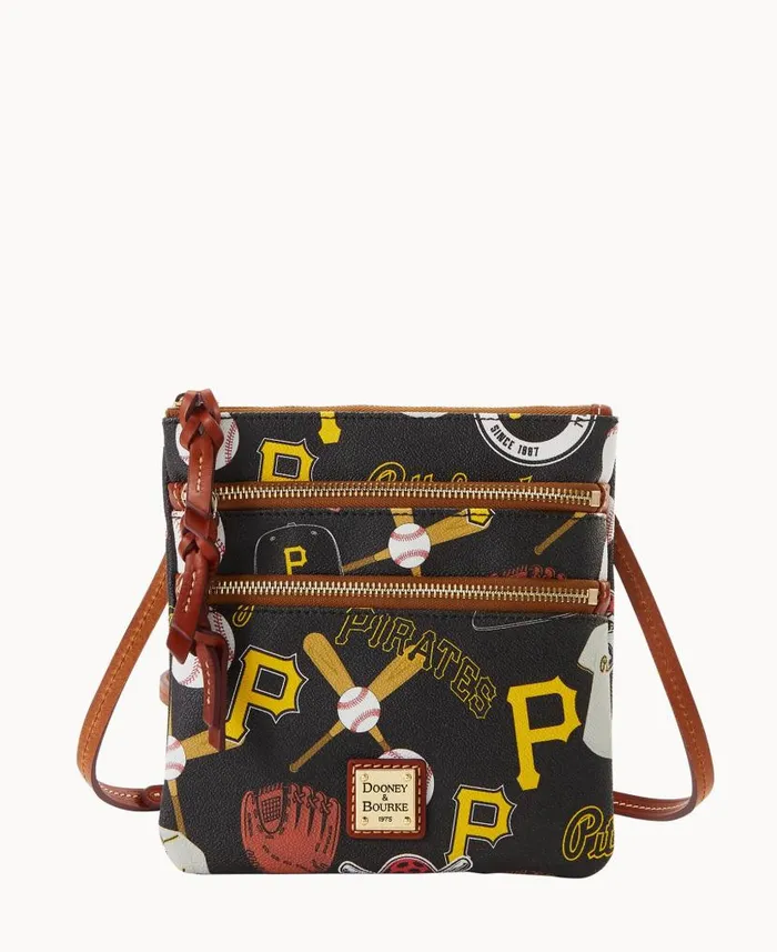 MLB Pirates N S Triple Zip Crossbody Pirates Woman Dooney and Bourke Crossbodies
