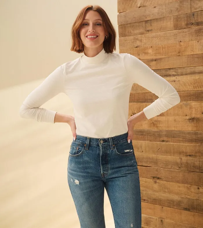 Mock Neck Top 8211 Cream White Hatley