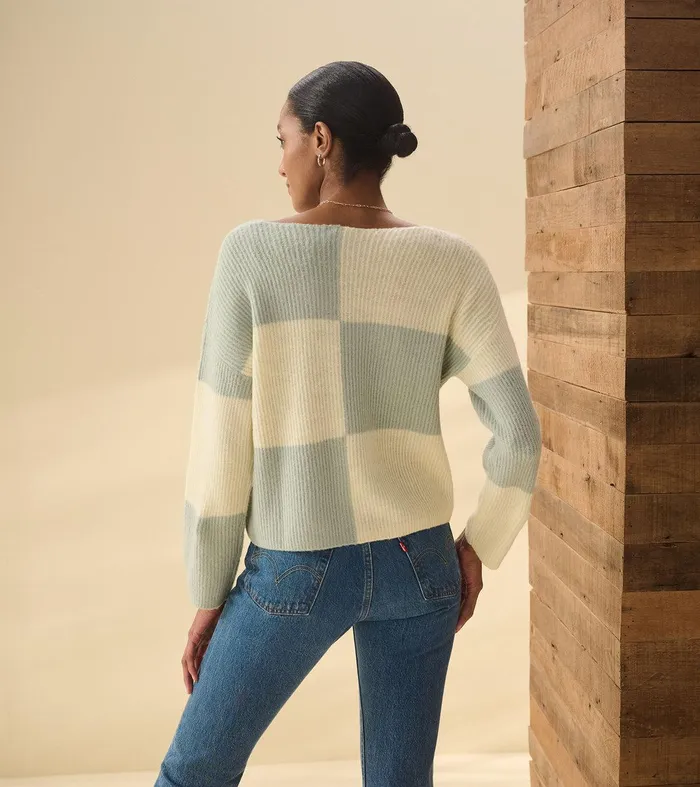 Monroe Sweater 8211 Sage Green Blocks Hatley