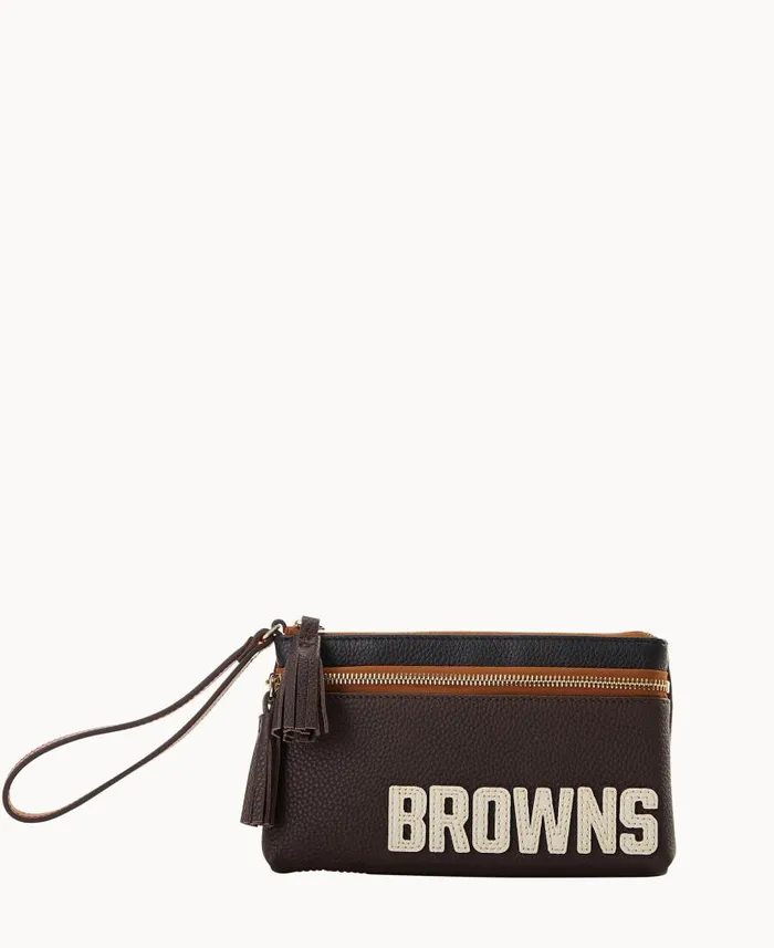 NFL Browns Double Zip Wristlet Browns ManWoman Dooney and Bourke Wallets